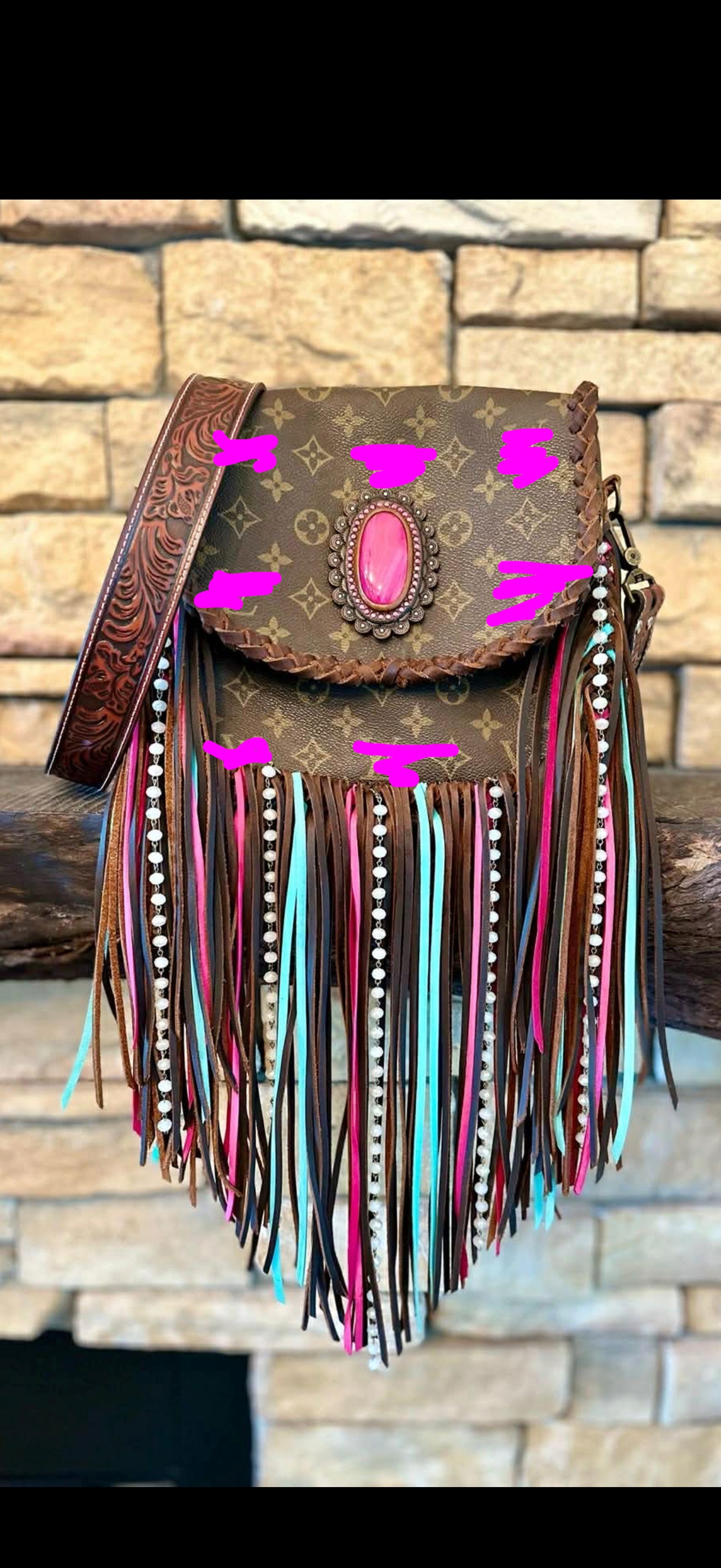 Pink western crossbody