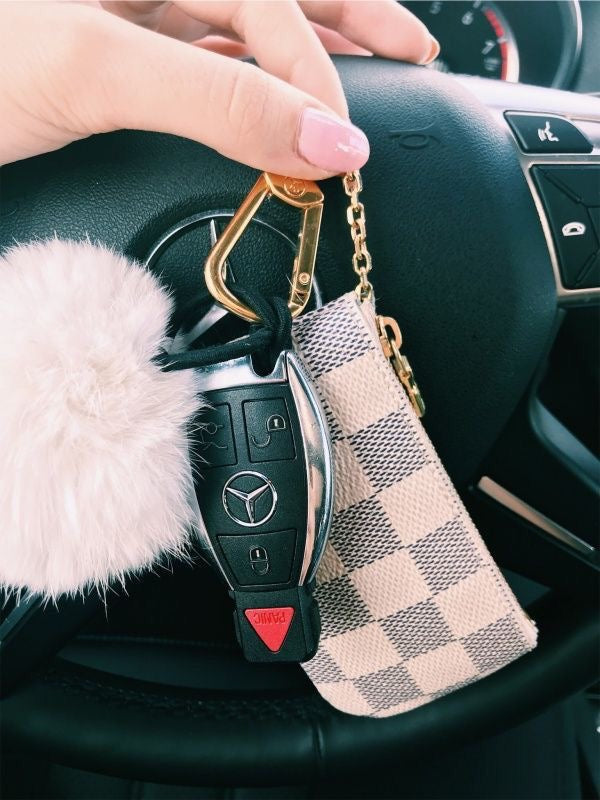 Checkered coin pouch